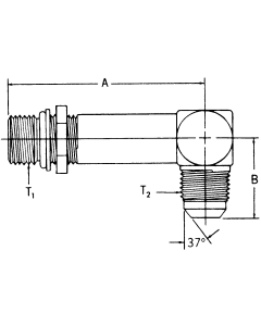 Steel Adapters, Male SAE O-Ring Boss (Straight Thread O-Ring) To Male JIC 37 deg Flare, Long 90 deg Elbow
