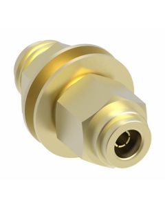 Brass Push>Connect Air Brake Tube Fitting, 0.25 Inch Tube OD Union Bulkhead