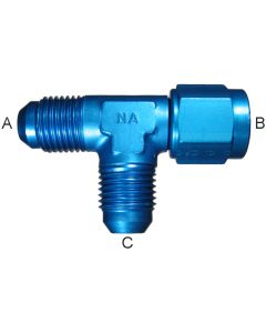 Aluminum Adapters, Male JIC 37 deg Flare Run & Branch To Female JIC 37 deg Flare Swivel Run, Tee