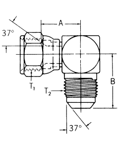 Steel Adapters, Female JIC 37 deg Flare Swivel To Male JIC 37 deg Flare, 90 deg Elbow
