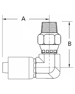 Global TTC 1 & 2 Wire Braid Steel Crimp Fittings, Male NPT Swivel, 90 deg Elbow