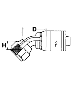 Global TTC 1 & 2 Wire Braid Steel Crimp Fittings, Female JIC 37 deg Flare Swivel, 45 deg Elbow