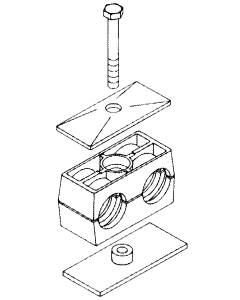 Twin Series Pipe & Tubing Support Clamps, Single Weld Plate, Hex Head Bolts With Cover Plate