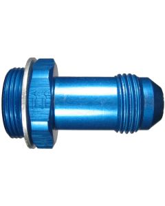 Blue Anodized Aluminum Carburetor Adapters, Male JIC 37 deg Flare To Holley Dual Feed/Dominator/Quadrajet, Long Straight