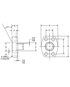 Steel SAE 4-Bolt Flange Adapters, Code 61 Flange, O-Ring Half To Pipe, Flat Socket Weld