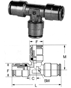 Brass Push>Connect Metric Tube Union Tees