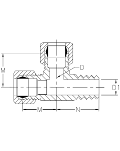 Brass Compression Fittings, Tube Run & Branch To Male NPT Run, Tee