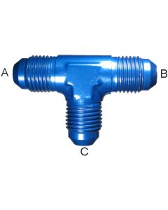 Blue Anodized Aluminum Adapters (AN 824), Male JIC 37 deg Flare Run To Male JIC 37 deg Flare Branch, Tee
