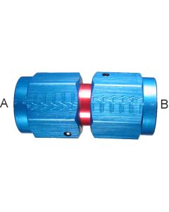 Blue Anodized Aluminum Adapters, Female JIC 37 deg Flare To Female JIC 37 deg Flare, Straight