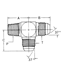Steel Adapters, Male NPT Run To Male JIC 37 deg Flare Run & Branch, Tee