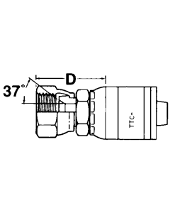 Global TTC 1 & 2 Wire Braid Stainless Steel Crimp Fittings, Female JIC 37 deg Flare Swivel, Straight