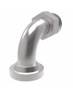 Steel Adapter, 1.00 Inch Code 62 Split Flange To 1-1/16-12 Male JIC 37 deg Flare, 90 deg Elbow (For pressures thru 6 Spiral Hose)