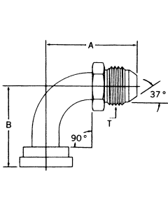 Steel Adapters, Code 61 Split Flange To Male JIC 37 deg Flare, 90 deg Elbow (For pressures thru 4 Heavy Spiral Hose)