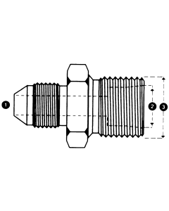 Steel Adapters, Male JIC 37 deg Flare To Male Kobelco, Straight