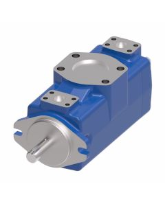 Hydraulic Double Vane Pump, VMQ Series Double Pump, 8.54 cu in/rev Front, 6.83 cu in/rev Rear, 2-Bolt SAE C Mounting Flange, 1-1/2 Straight Keyed Shaft, SAE 4-Bolt Flange, Inlet 4, Outlets 1-1/2 Front 1-1/4 Rear, CW Rotation
