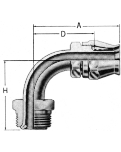 Steel Reusable 1 Wire Braid Teflon Fittings, SAE Male Inverted Flare, 90 deg Elbow