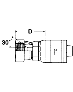 Global TTC 1 & 2 Wire Braid Steel Crimp Fittings, Female Komatsu Swivel, Straight