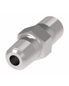 Blue Anodized Aluminum Adapter, Inch Male NPT Hex Nipple, Straight