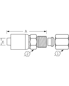 Global TTC 1 & 2 Wire Braid Steel Crimp Fittings, Flareless Tube Rigid Ermeto 7000 Series, Straight