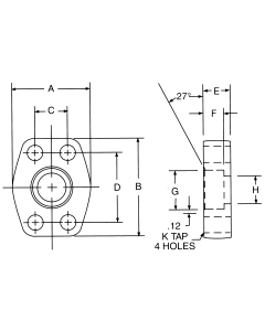 Steel 4-Bolt Flange Adapter, Inch Code 62 Flange, Flat Face Half To Inch Female NPT, Straight