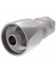 Steel Reusable 1 Wire Braid Reduced Bore Two-Piece Fitting, 3/4-16 Female SAE 45 deg Flare Swivel, -08 Hose, Straight