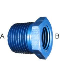 Blue Anodized Aluminum Adapters (AN 912), Male NPT To Female NPT, Bushing