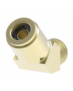 Brass Push>Connect Air Brake Tube Fitting, 0.38 Inch Tube OD To 1/8-27 Male NPT, 45 deg Elbow