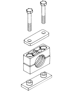Heavy Series Pipe & Tubing Support Clamps, Single Weld Plate, Hex Head Bolts With Cover Plate