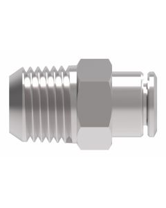 Brass Push>Connect Tube Fitting, 0.25 Inch Tube OD To 1/8-27 Male NPT, Straight