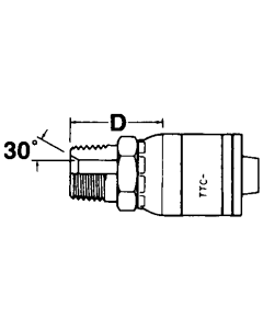Global TTC 1 & 2 Wire Braid Steel Crimp Fittings, Male NPT, Straight