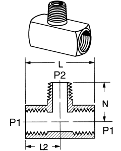 Brass Adapters, Female NPT Run To Male NPT Branch, Tee