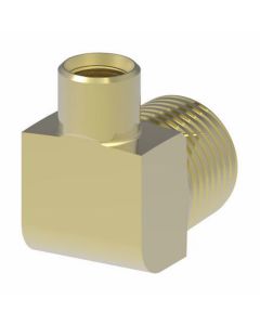 Brass Adapter, 3/8-18 Male NPT To 0.50 Inch Female 42 deg Inverted Flare, 90 deg Elbow