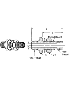 Brass Adapters, Male NPT To Male NPT/Female NPT, Straight Bulkhead