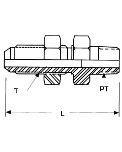 Stainless Steel Adapters, Male NPT To Male JIC 37 deg Flare, Straight Bulkhead