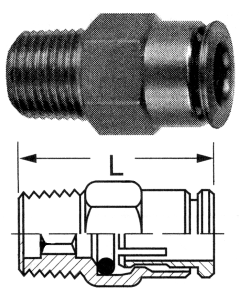 Brass Push>Connect Tube Fittings, Tube To Male NPT, Straight