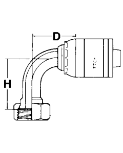 Global TTC 1 & 2 Wire Braid Steel Crimp Fittings, Female O-Ring Face Seal Swivel, Long 90 deg Elbow