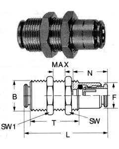 Brass Push>Connect Tube Bulkhead Unions