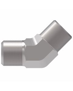 Steel Adapter, 1-1/16-12 Male JIC 37 deg Flare To 1-1/16-12 Male JIC 37 deg Flare, 45 deg Elbow Bulkhead