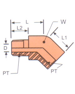 Stainless Steel Adapters, Male NPT To Female NPT, 45 deg Elbow