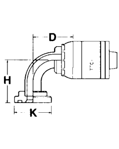 Global TTC 1 & 2 Wire Braid Steel Crimp Fittings, SAE Code 61 Split Flange, 90 deg Elbow
