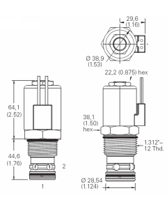 SV13-16-C Series 2-Way, 2-Position, Normally Closed Solenoid Cartridge Valves, Up To 35 GPM & 5000 PSI