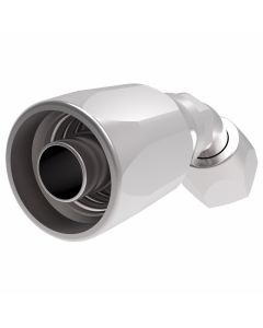 Steel Reusable 1 Wire Braid Reduced Bore Fitting, 3/4-16 Female JIC 37 deg Flare Swivel, -08 Hose, 45 deg Elbow
