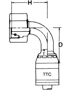 Global TTC 1 & 2 Wire Braid Steel Crimp Fittings, Female German DIN 3902 24 deg Flare Light Duty Swivel, 90 deg Elbow