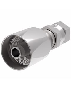 Steel Reusable 1 Wire Braid Reduced Bore Two-Piece Fitting, 7/16-20 Female JIC 37 deg Flare Swivel, -05 Hose, Straight