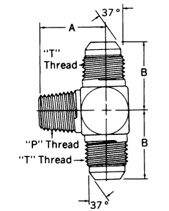 Steel Adapters, Male NPT Branch To Male JIC 37 deg Flare Run, Tee