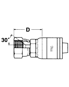 Global TTC 1 & 2 Wire Braid Steel Crimp Fittings, Female JIS 30 deg Flare Swivel, Straight