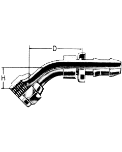 Steel Reusable Socketless Fittings, Female JIC 37 deg Flare Swivel, 45 deg Elbow