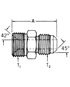 Brass Adapters, Male 42 deg Inverted Flare To Male SAE 45 deg Flare, Straight