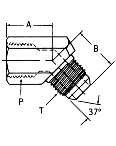 Steel Adapters, Female NPT To Male JIC 37 deg Flare, 45 deg Elbow