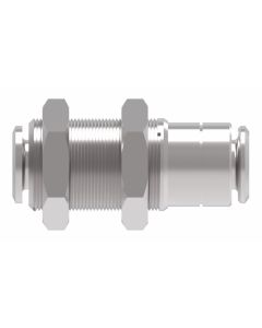 Brass Push>Connect Tube Fitting, 0.38 Inch Tube OD Union Bulkhead